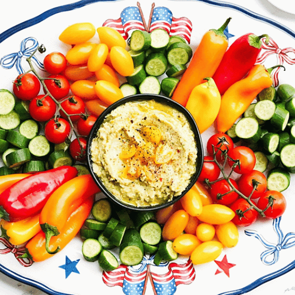 Overhead view of Summer veggie platter