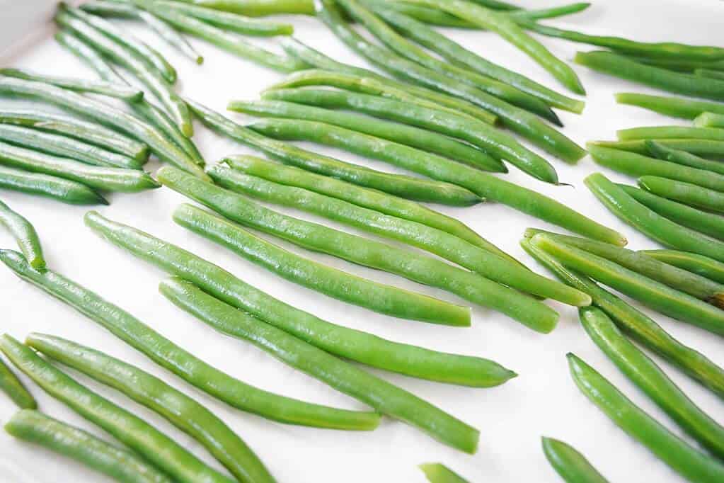 Quick freeze of blanched green beans