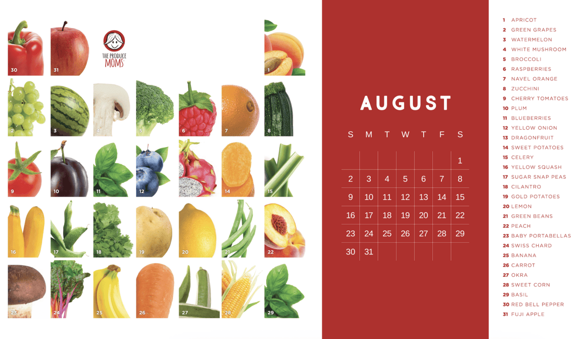 The Produce Challenge® Calendar for August 2026