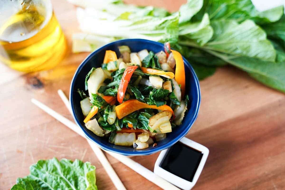Stir fry with bok choy and other veggies