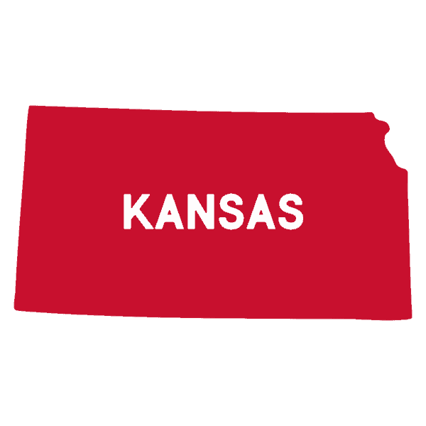red outline of the state of Kansas