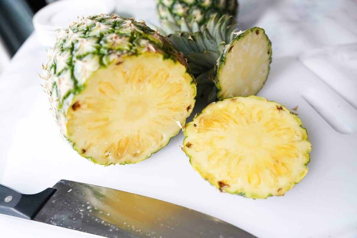 Cut open pineapple
