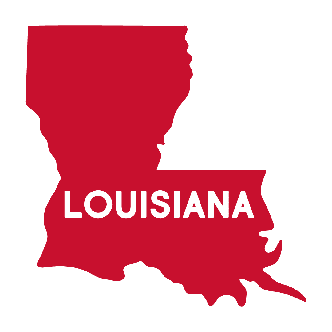 Red outline of Louisiana