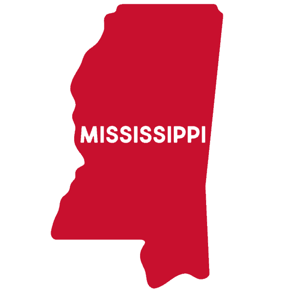 Red outline of Mississippi
