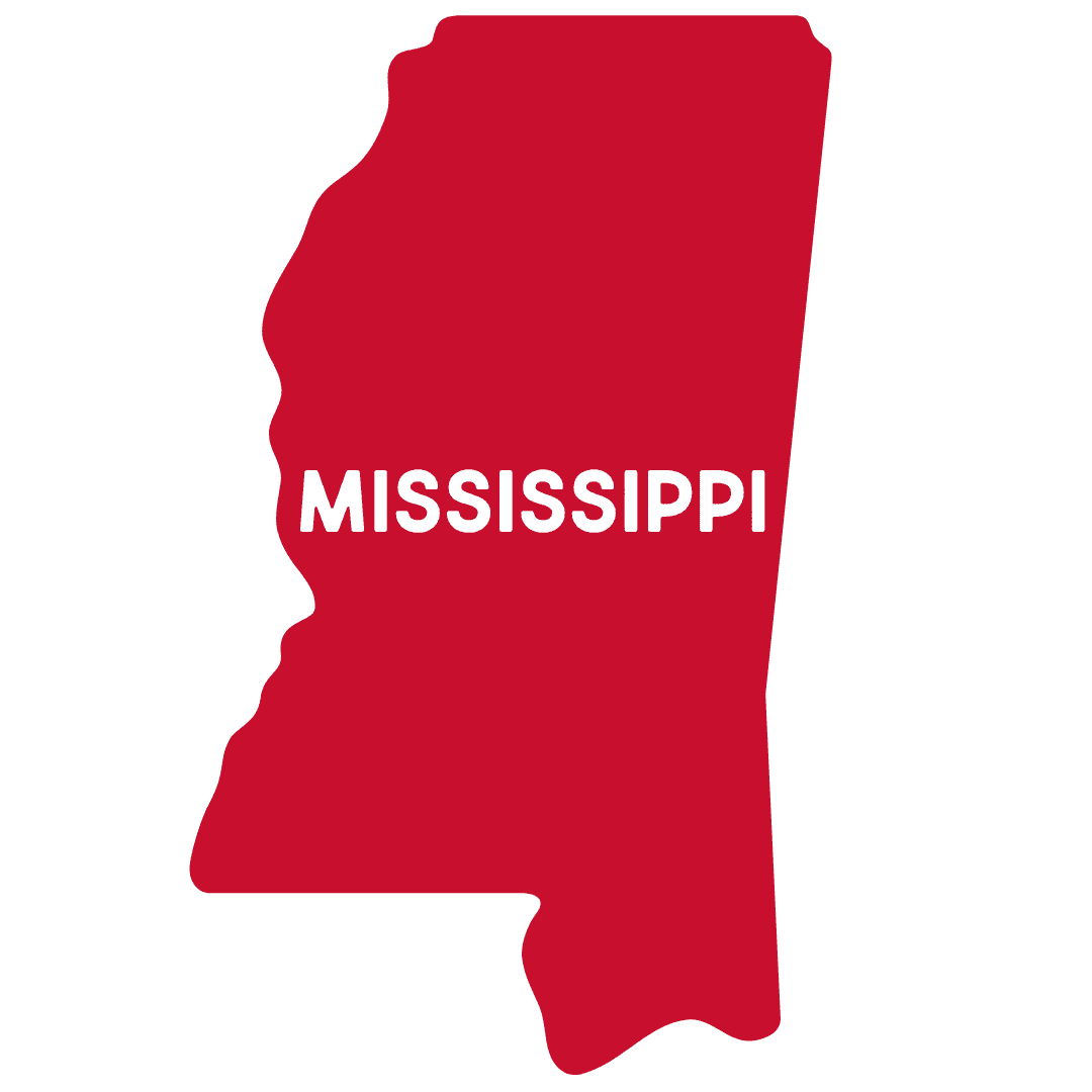 Red outline of Mississippi